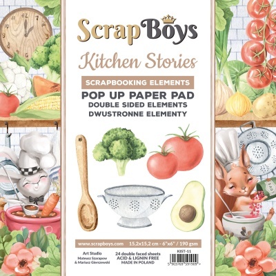Bloco de papel pop-up para scrapbooking Kitchen Stories com elementos de cozinha coloridos