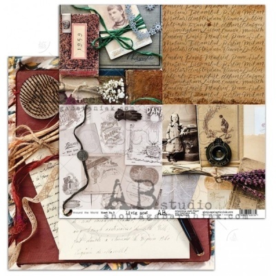 Conjunto vintage de cartões, fotografias, flores secas, cordas e acessórios artesanais