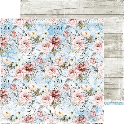 Papel decorativo floral e textura de madeira branca