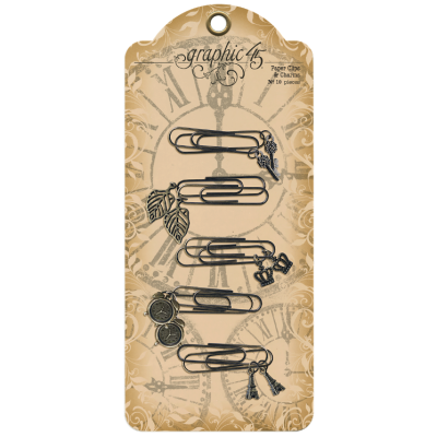 Conjunto de cinco prendedores de papel de metal com pendentes decorativos em cartão