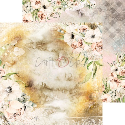 Papel decorativo floral com texto 'Craft O Clock' no centro