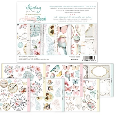 Conjunto de papel decorativo para artesanato com temas florais, relógios e animais em tons pastel