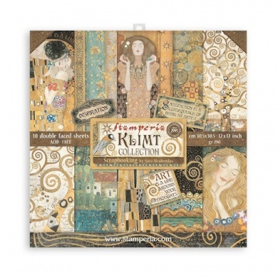 Pacote de folhas decorativas para scrapbooking com arte de Klimt em várias cores
