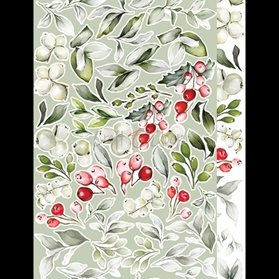 Folhas e bagas coloridas em autocolantes aquarela sobre fundo translúcido