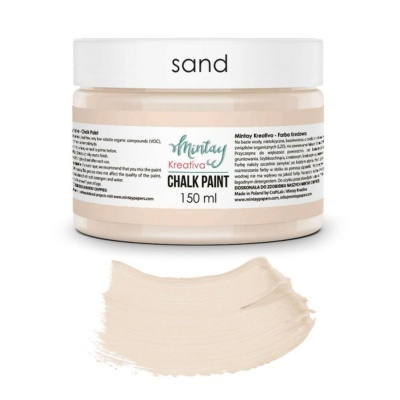 Pote de tinta chalk paint Mintay Kreativa 150 ml na cor areia com amostra de tinta
