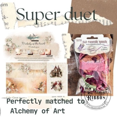 Pacote de fita OLD FASHION RIBBON com fita colorida e papel decorativo floral Melody of the heart