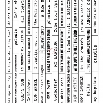 Conjunto de recortes de cartão com citações sobre batismo em fundo branco