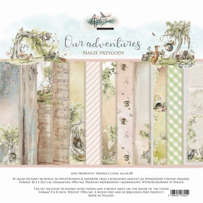 Conjunto de papéis decorativos para artesanato com padrões florais e riscas em tons pastel