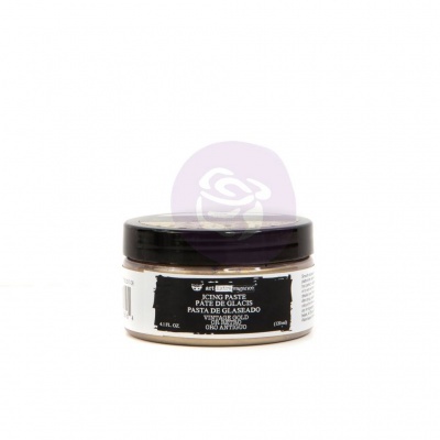 Frasco pequeno de pasta de glaceado com tampa preta e rótulo preto e branco