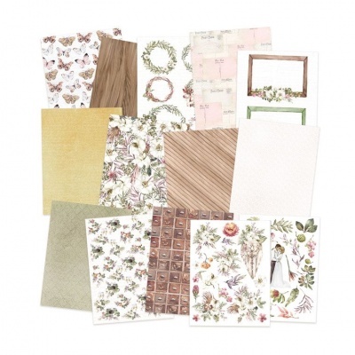 Folhas decorativas variadas com padrões florais e vintage