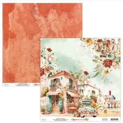 Folhas de papel para scrapbooking com padrões texturais e ilustração vintage de casa e flores