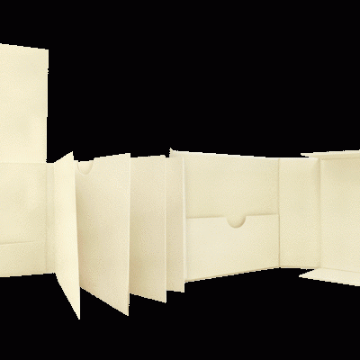 Caixa dobrável creme em cartão com várias dobras