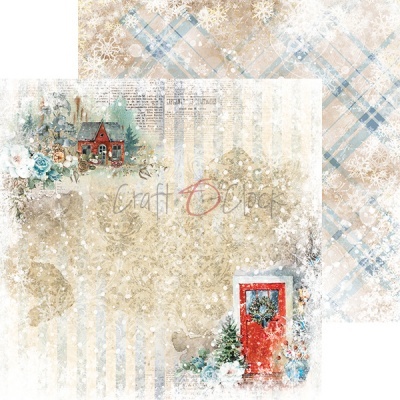 Papel para scrapbook com motivos de Natal e padrão de flocos de neve