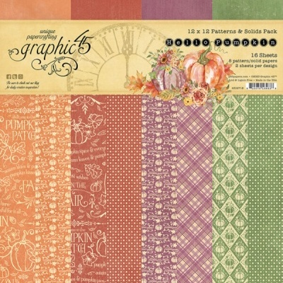 Pack de papéis para scrapbook com padrões outonais e de abóboras