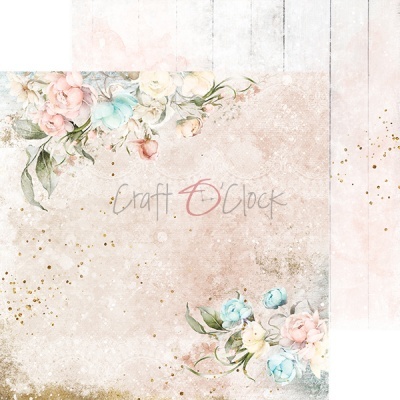 Papel decorativo floral em tons pastel com texto 'Craft O Clock'