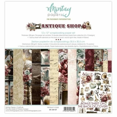 Folhas de scrapbooking com temas vintage e texturas variadas