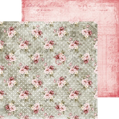 Papel decorativo flores vintage e verso com texto manuscrito rosa