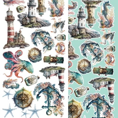 Folha de autocolantes com motivos marítimos variados