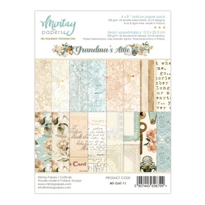 Pack de papéis decorativos Mintay Papers Grandma's Attic com padrões vintage e florais