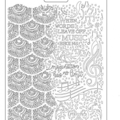 Moldes de stencil transparente com padrões musicais e geométricos