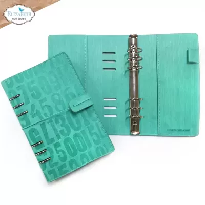 Conjunto de duas agendas turquesa com padrão de números e fecho