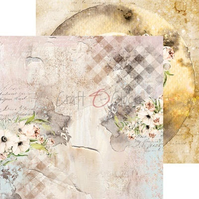 Papel decorativo vintage com flores e padrão xadrez cinza