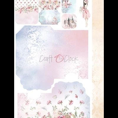 Etiquetas decorativas com flores, padrão ornamental e figura feminina em tons pastel