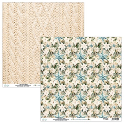 Papel decorativo com estampa de estrelas-do-mar e textura de tricô creme