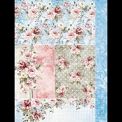 Folhas de papel decorativas com padrões florais em tons suaves