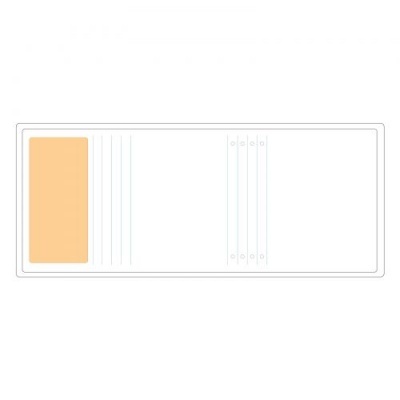 Carteira branca aberta com compartimentos internos e botão