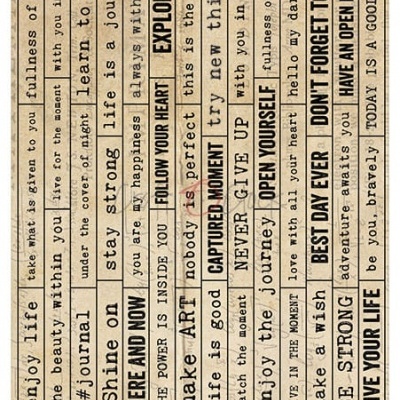Cartão com citações motivacionais em texto preto e castanho em fundo de cartão reciclado