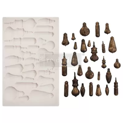 Molde de silicone com pederneiras castanhas em diferentes formatos
