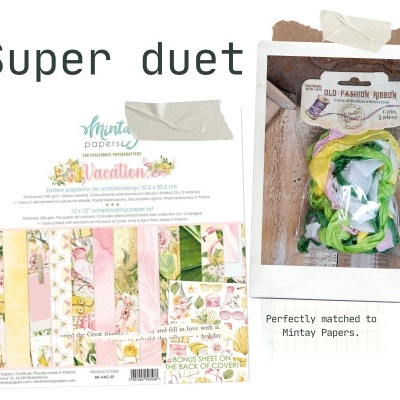 Kit de papel decorativo floral e pacote de fitas verdes e amarelas para scrapbooking