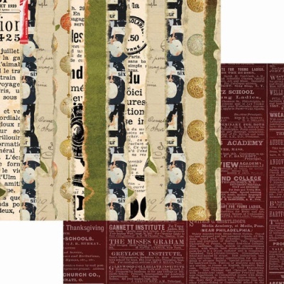 Papel decorativo variado com texto e padrões coloridos