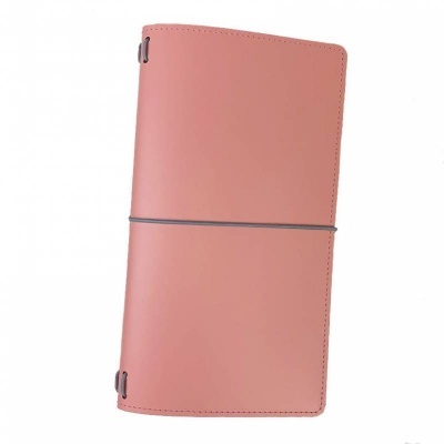 Capa de caderno rosa com elástico cinzento