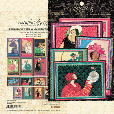 Cartões de arte vintage com imagens de mulheres em estilo retro, embalados em plástico com embalagem da Graphic 45.