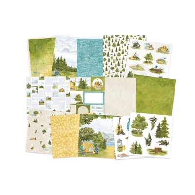 Folhas decorativas temáticas de natureza com diferentes padrões e ilustrações