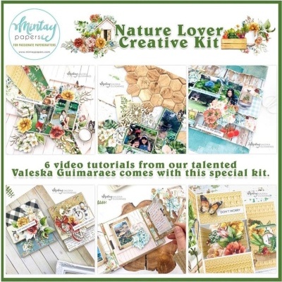 Kit criativo Nature Lover da Mintay papers com composições de scrapbooking e elementos naturais