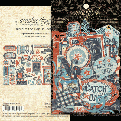 Pacotes de scrapbooking Graphic 45 com temática náutica em azul, vermelho e bege