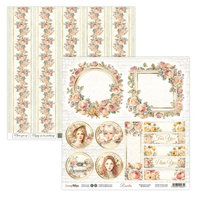 Papéis de scrapbooking com motivos florais e vintage em tons de rosa e verde