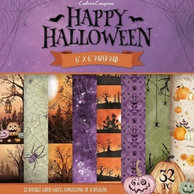 Bloco de papel para decoração de Halloween com várias estampas coloridas. 