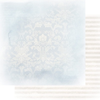 Papel de parede padrão floral azul claro e branco com riscas laterais