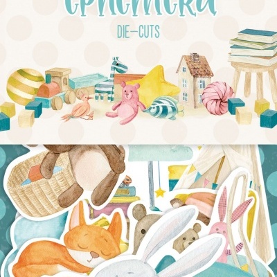 Pacote de 13 peças Ephemera Die-Cuts com desenhos de animais e brinquedos em estilo infantil pastel