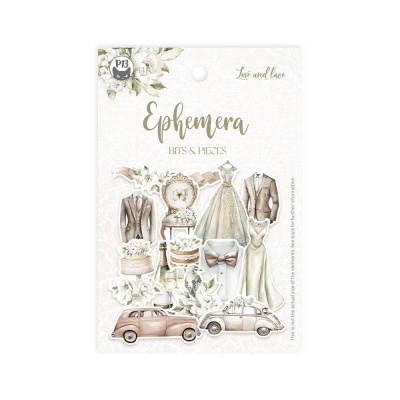 Conjunto de peças efémeras decorativas para scrapbooking com tema de casamento