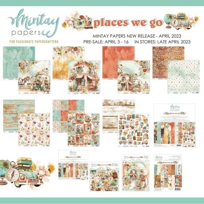 Coleção de papéis decorativos Mintay Papers 'places we go', lançamento abril 2023
