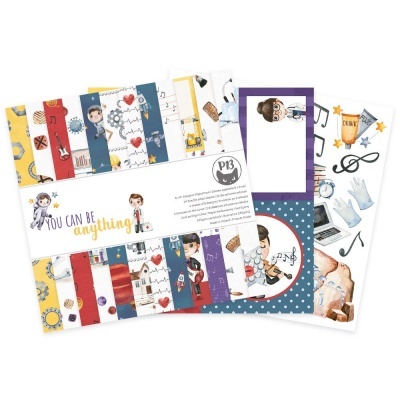 Folhas de papel decorativas com desenhos de crianças, música e texto em inglês