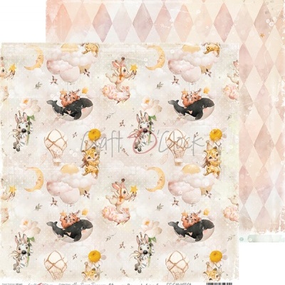 Papel de parede infantil com padrões de animais e geométricos em tons pastéis