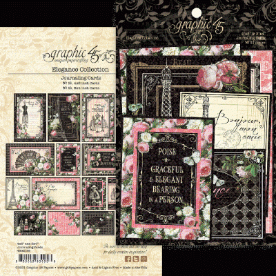 Cartões Elegance Collection para journaling com design vintage floral e textos em inglês