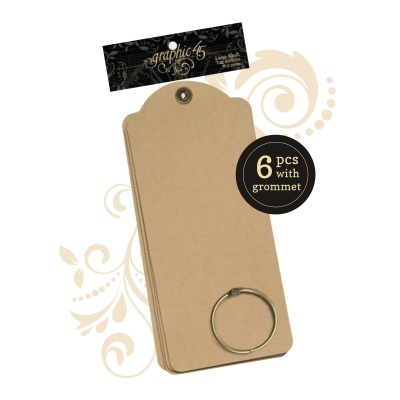 Conjunto de 6 etiquetas de papel kraft com argolas metálicas