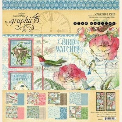 Conjunto de papéis decorativos com tema Bird Watcher da Graphic 45 com pássaros e flores